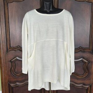 New York & Company White Long Sleeve Tunic Top Size L